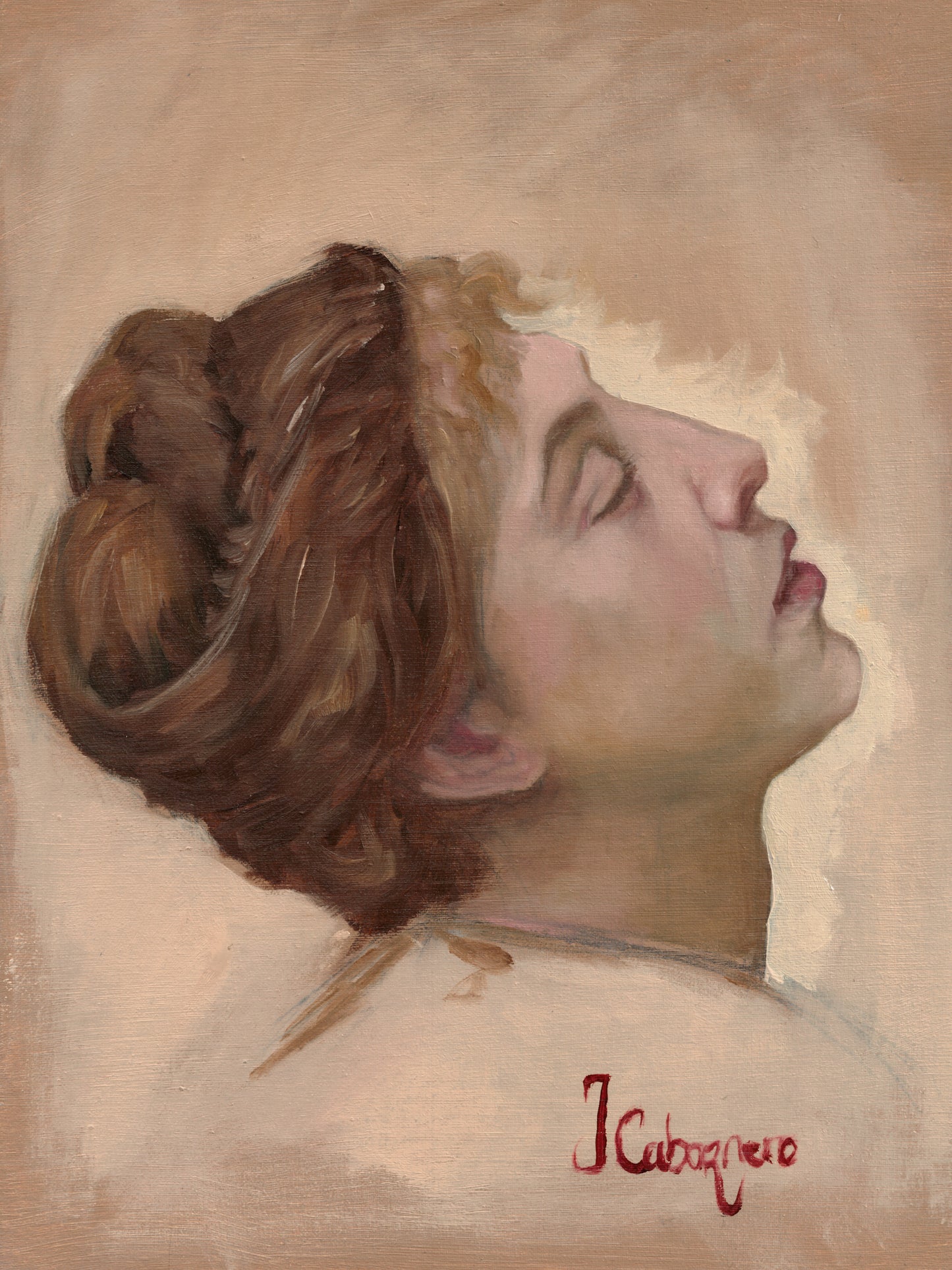 Estudio Academicista de William A. Bouguereau - Portrait de femme la tête renversée